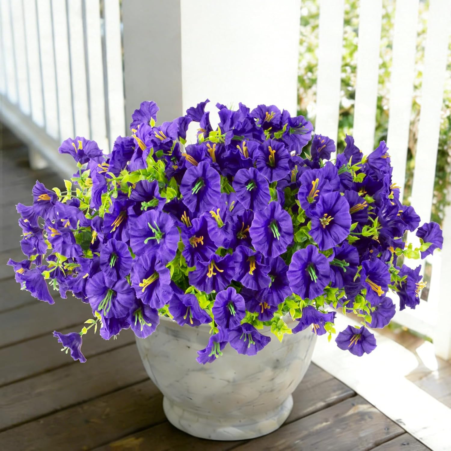 12 Bundles Artificial Flowers for Outdoors Decoration, Faux Silk Morning Glory F