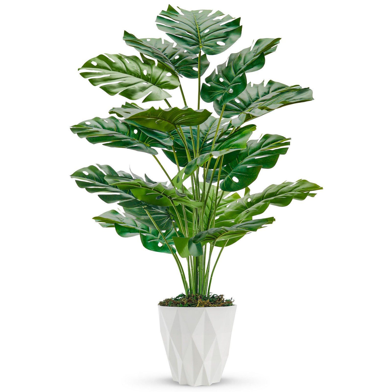 28″” Fake Plants Large Artificial Monstera Faux Plants Indoor with White Pot …