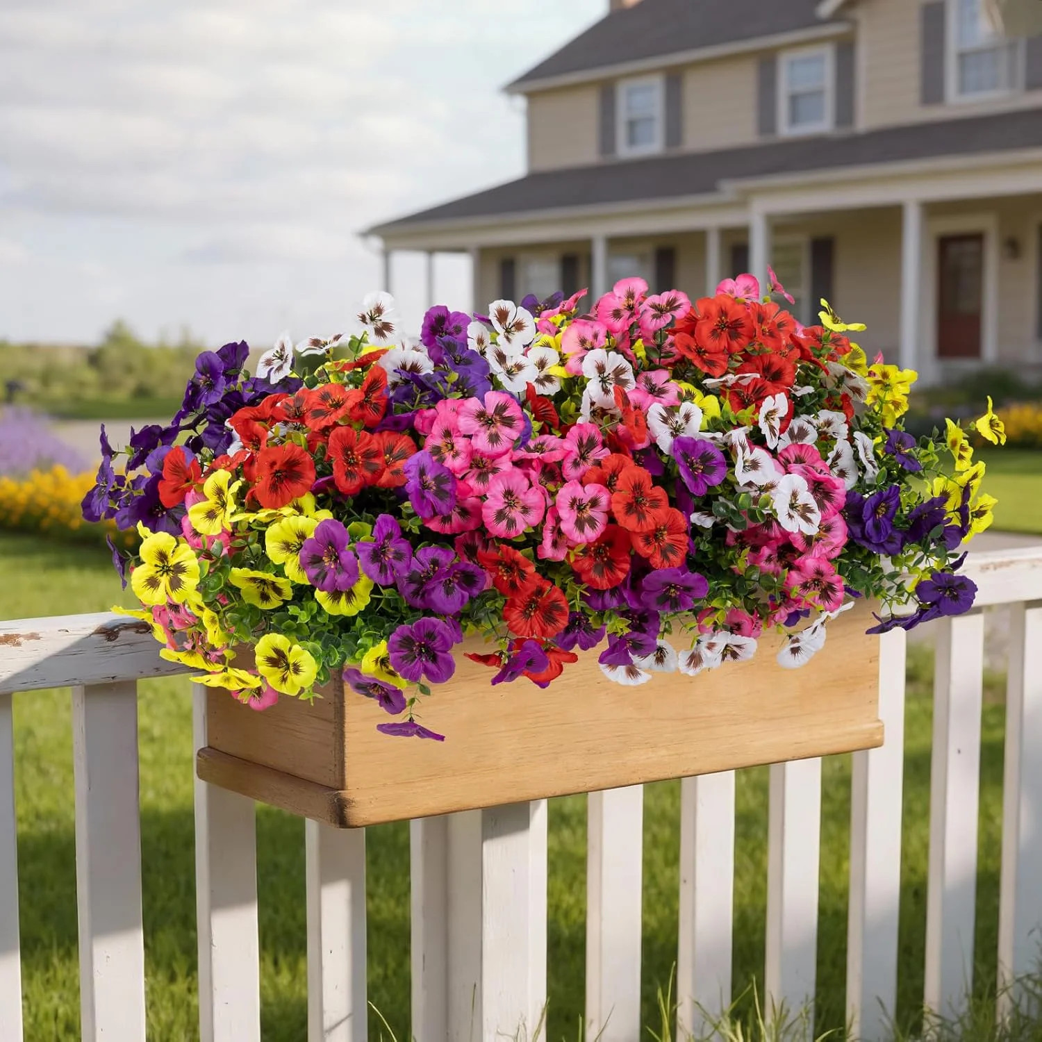24 Bundles Artificial Fake Flowers Plants for Outdoor Decoration(6 Color) | Faux
