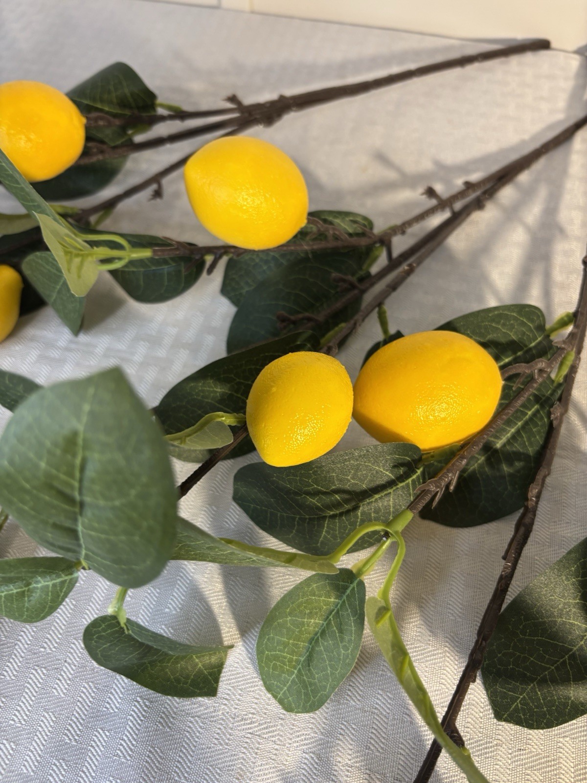 Artificial Lemons on Branches Yellow & White Floral Sprigs Bouquet