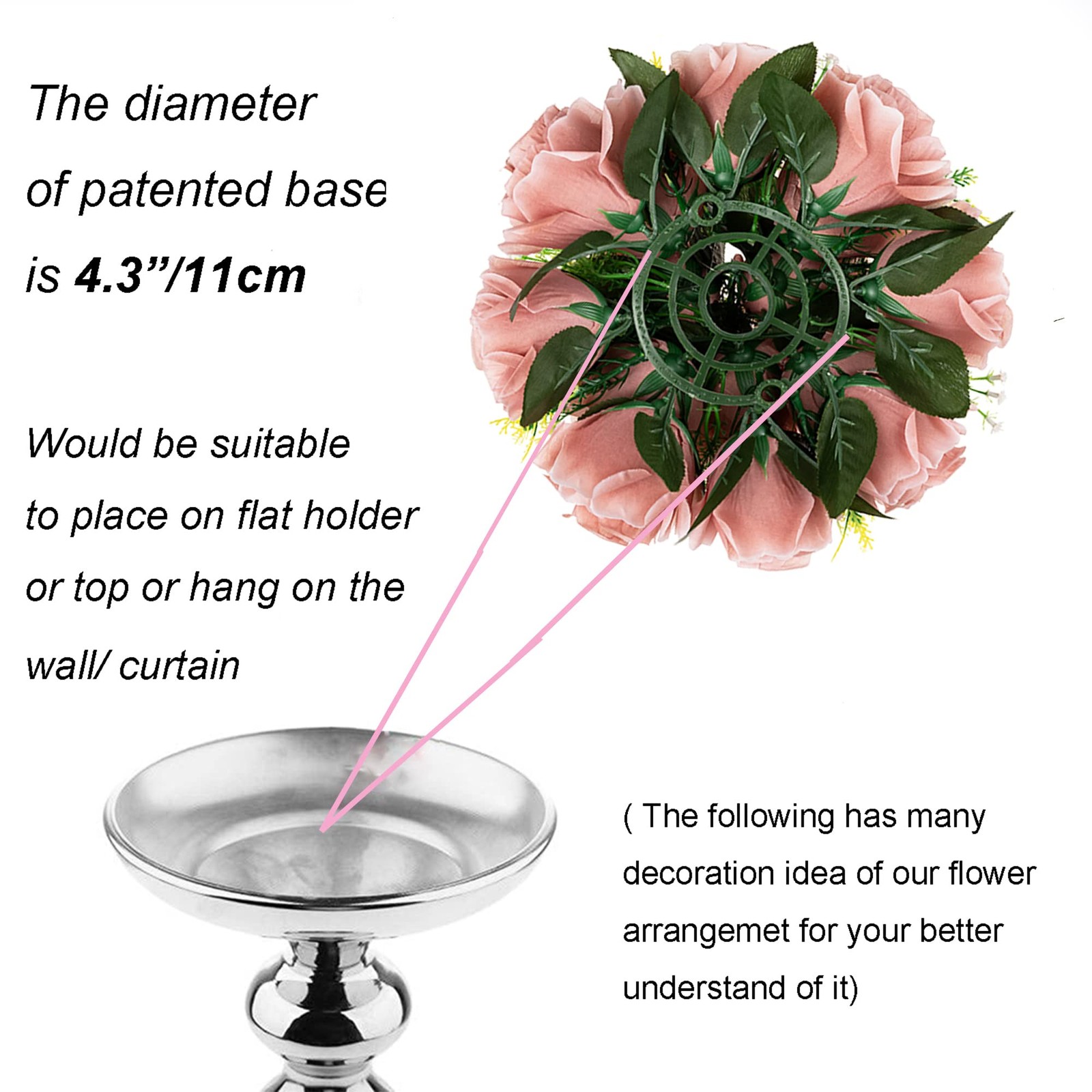 Dusty Pink Flowers Centerpieces 2 Pcs Artificial Roses Flowers Balls for Wedd…