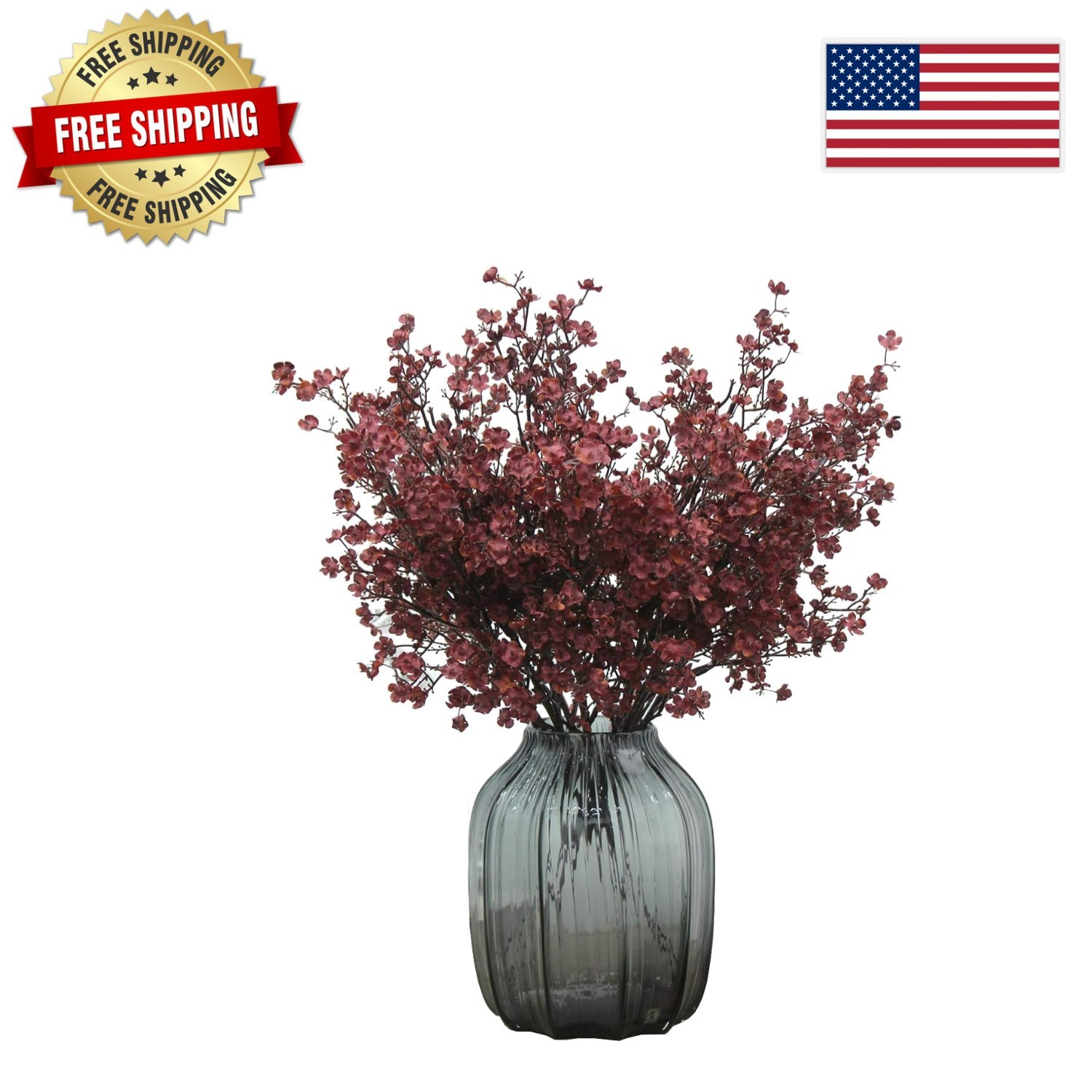 Elegant Burgundy Silk Artificial Baby’s Breath – 6 Bundle for Home Decor