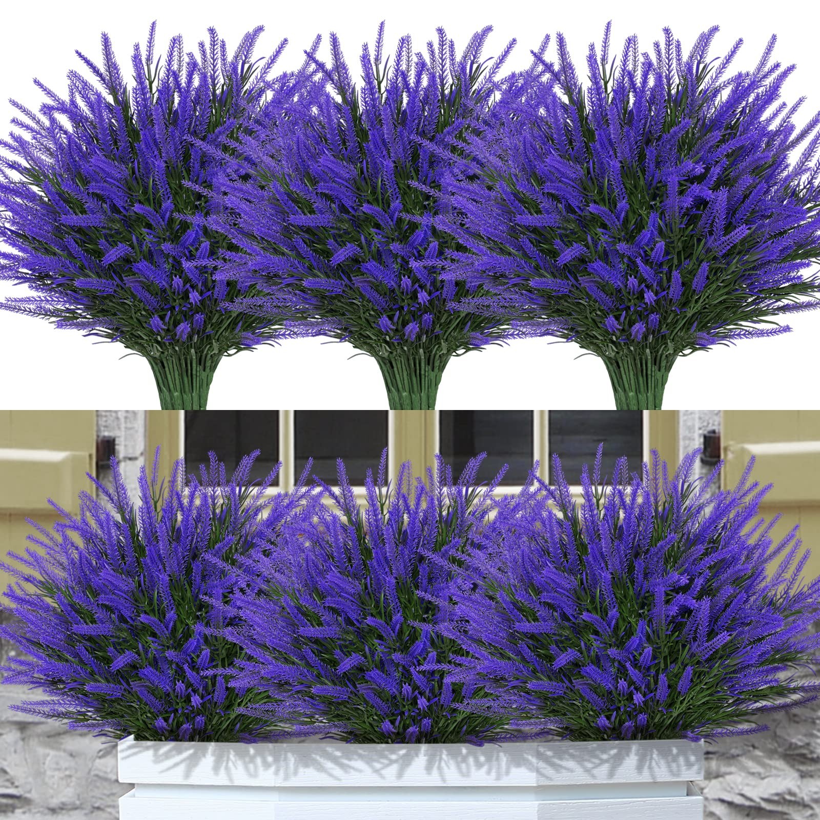 12 Bundles Artificial Lavender Flowers Fake Flowers Artificial Plants Outdoor