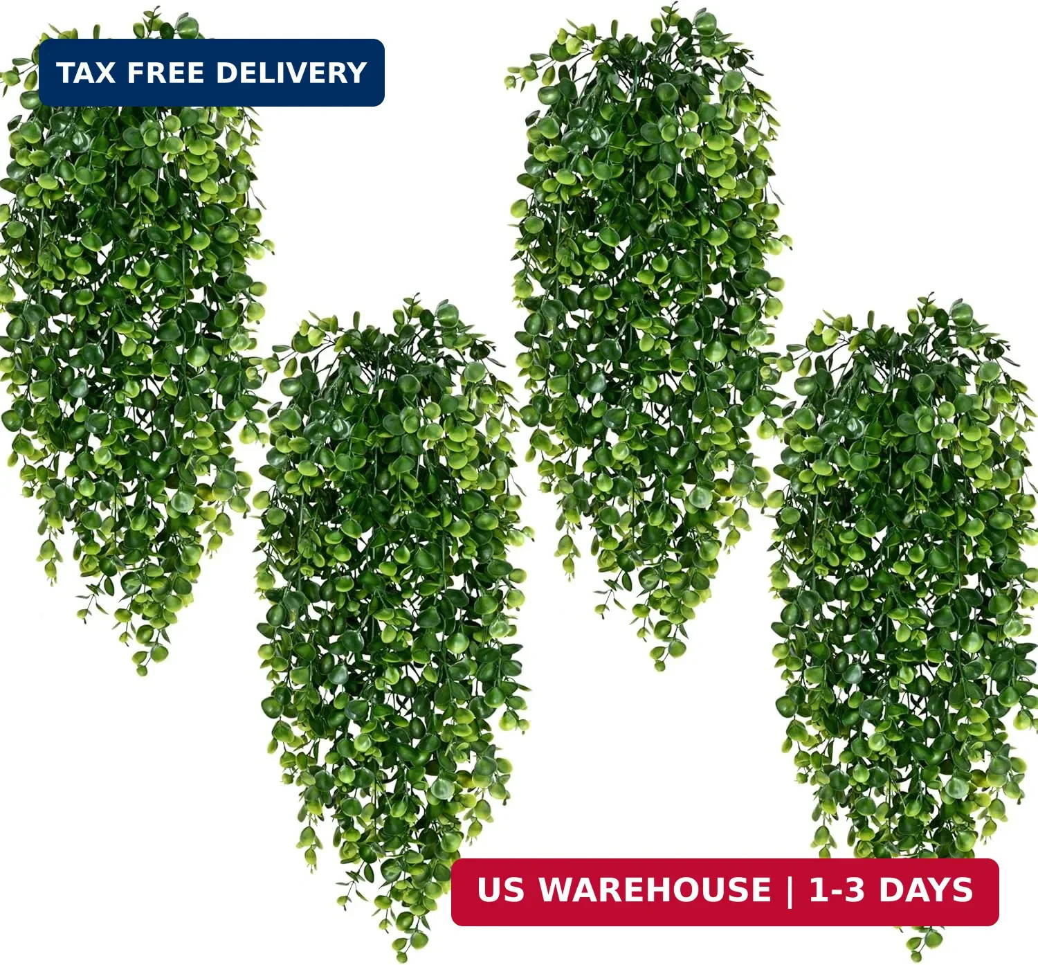 Waipfaru 4Pcs Fake Hanging Plants 2.7ft Fake Plants Eucalyptus Leaves UV Resista
