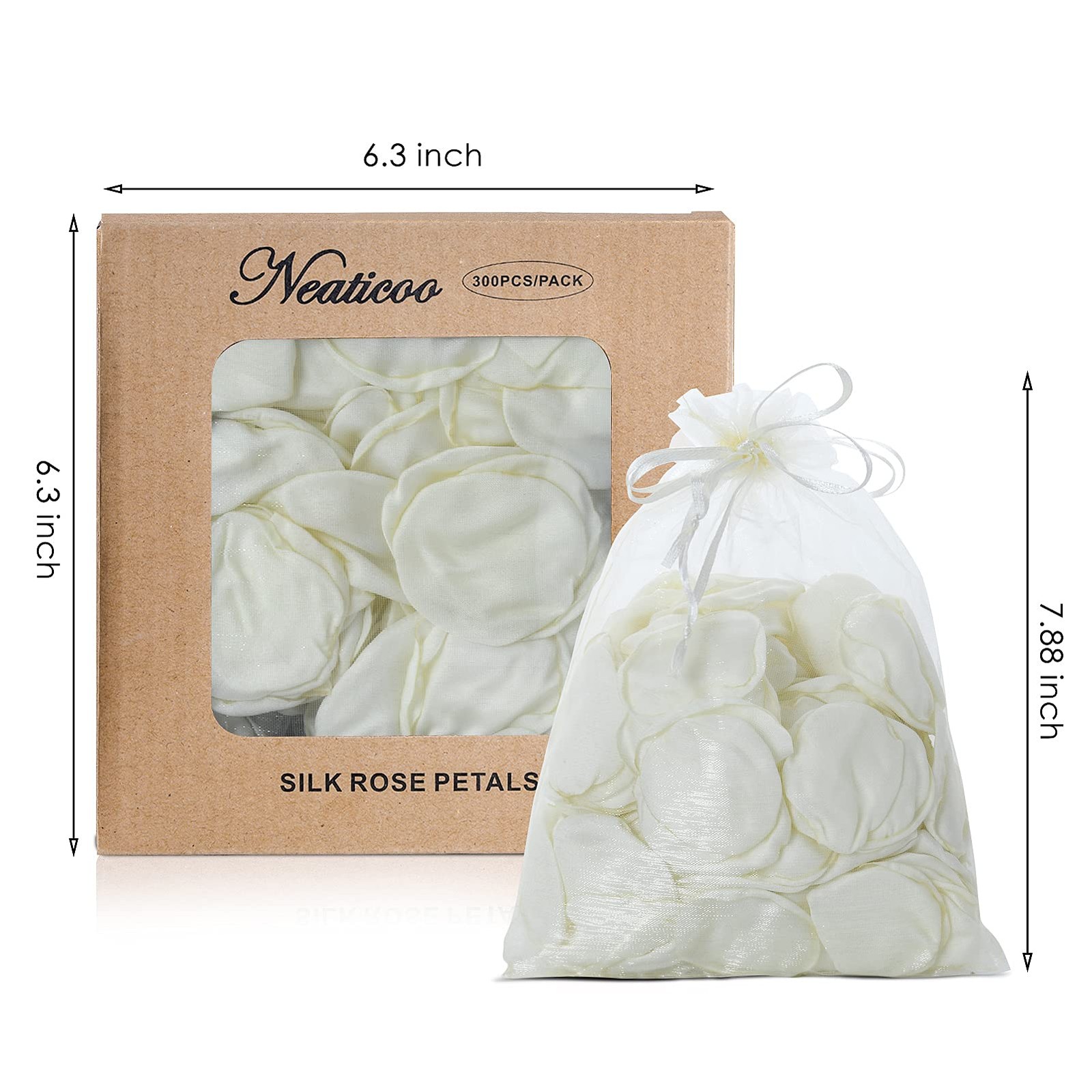 300 PCS Artificial Ivory White Rose Petals Reusable Silk Flower Wedding