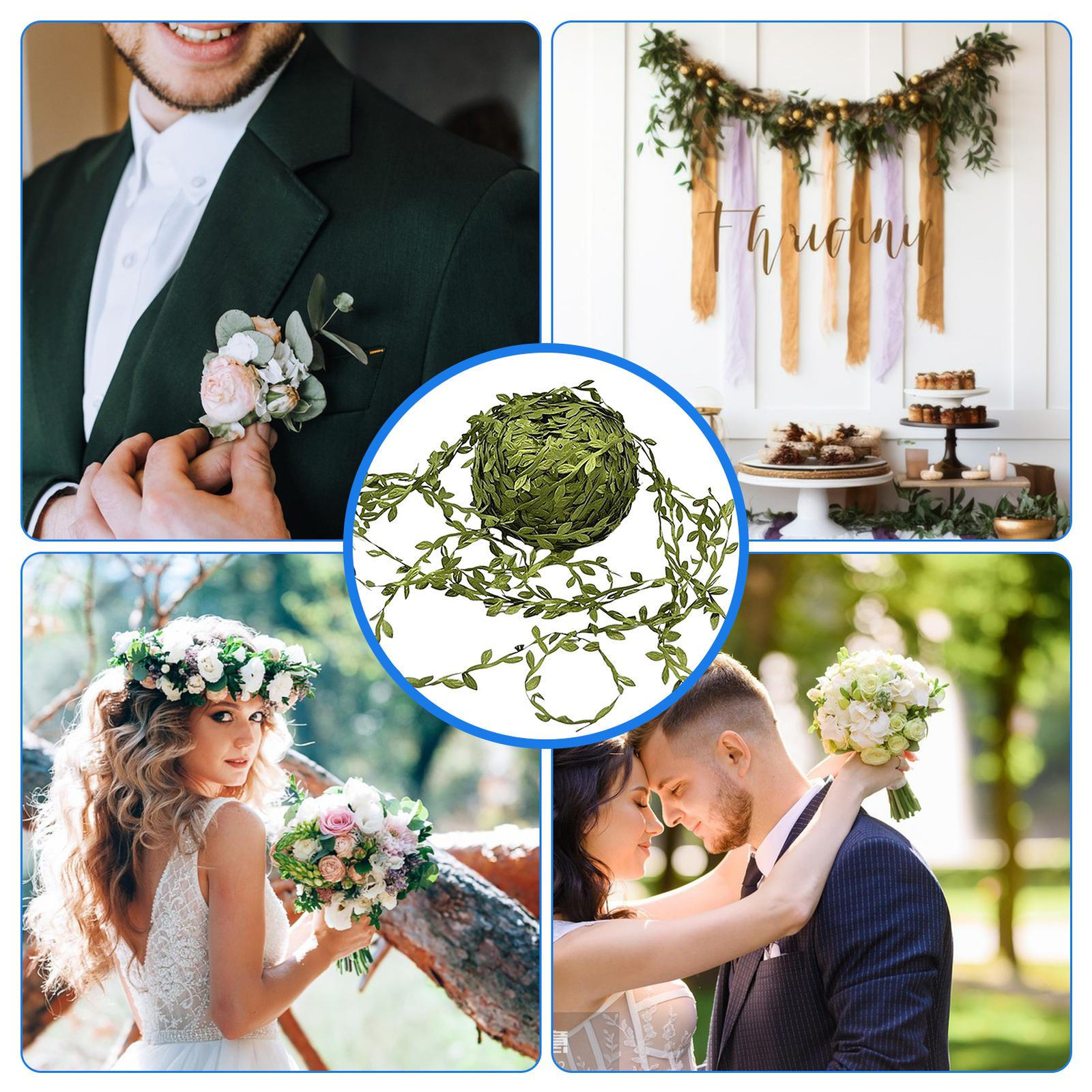 Artificial Greenery Garland Cloth Trailing Vine Leaf Greenery Plants for Wedding