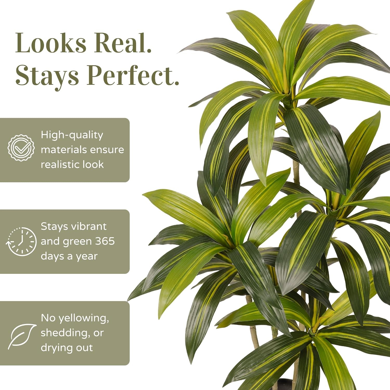 5FT Artificial Dracaena Plant Indoor – Tall Artificial Indoor Tree in Pot,