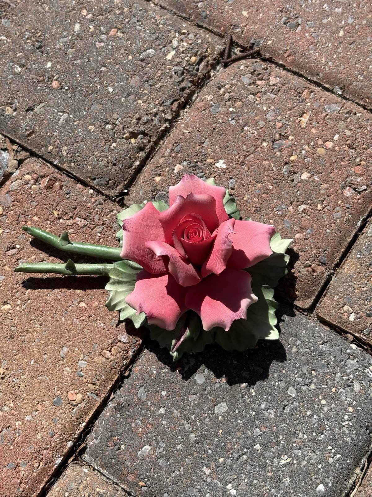Beautiful Pink Capidomonte Rose Made In Italy