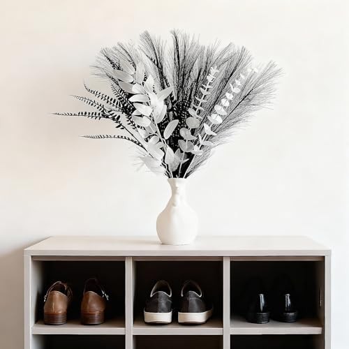 Black and white artificial bouquet in minimalist Nordic style, Black and White