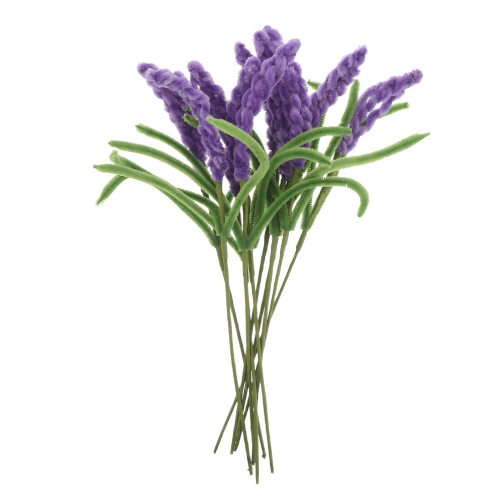 10Pcs Reusable Faux Lavender Stems Purple Pipe Cleaner Flowers for Wedding Decor