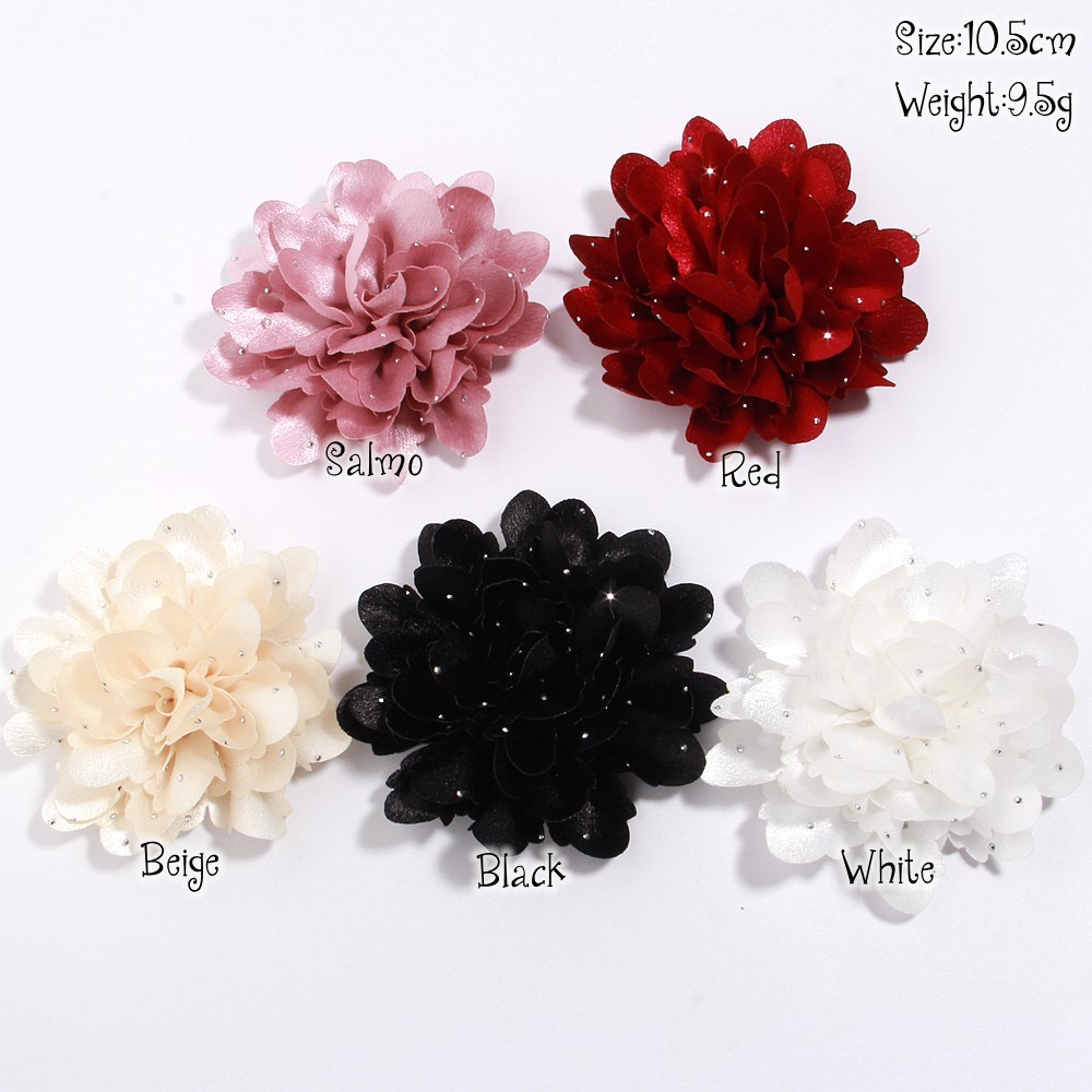 New Arrival Handmade Fabric Rose Flower with Rhinestones Crystal Flowers Elegant