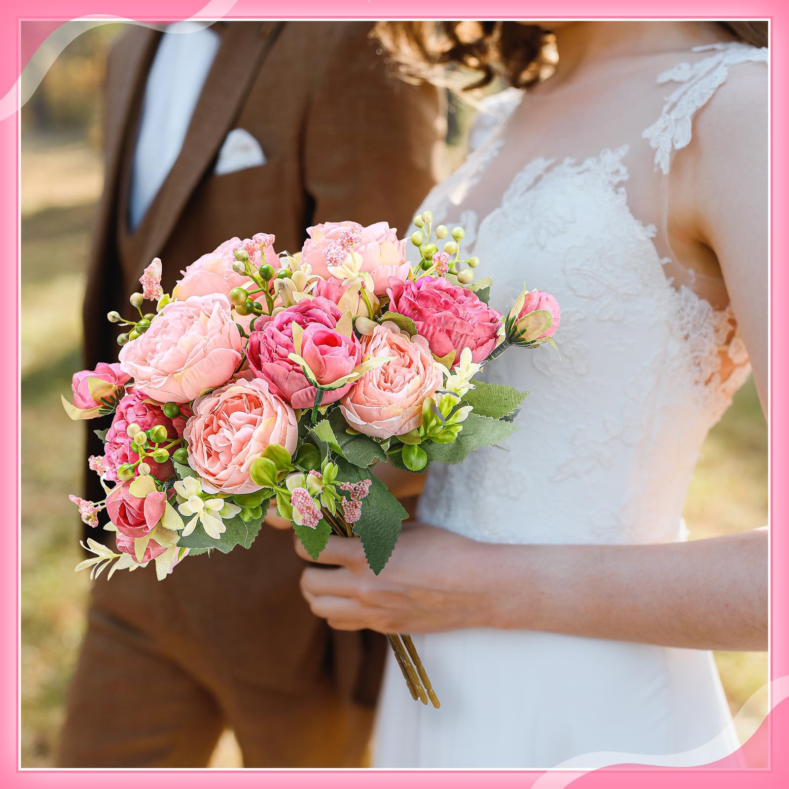 4 Bundles Peonies Artificial Flowers Silk Faux Peonies Wedding Artificial Flo…
