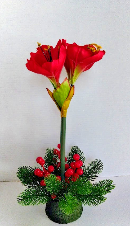 Artificial amaryllis Christmas decoration. RED