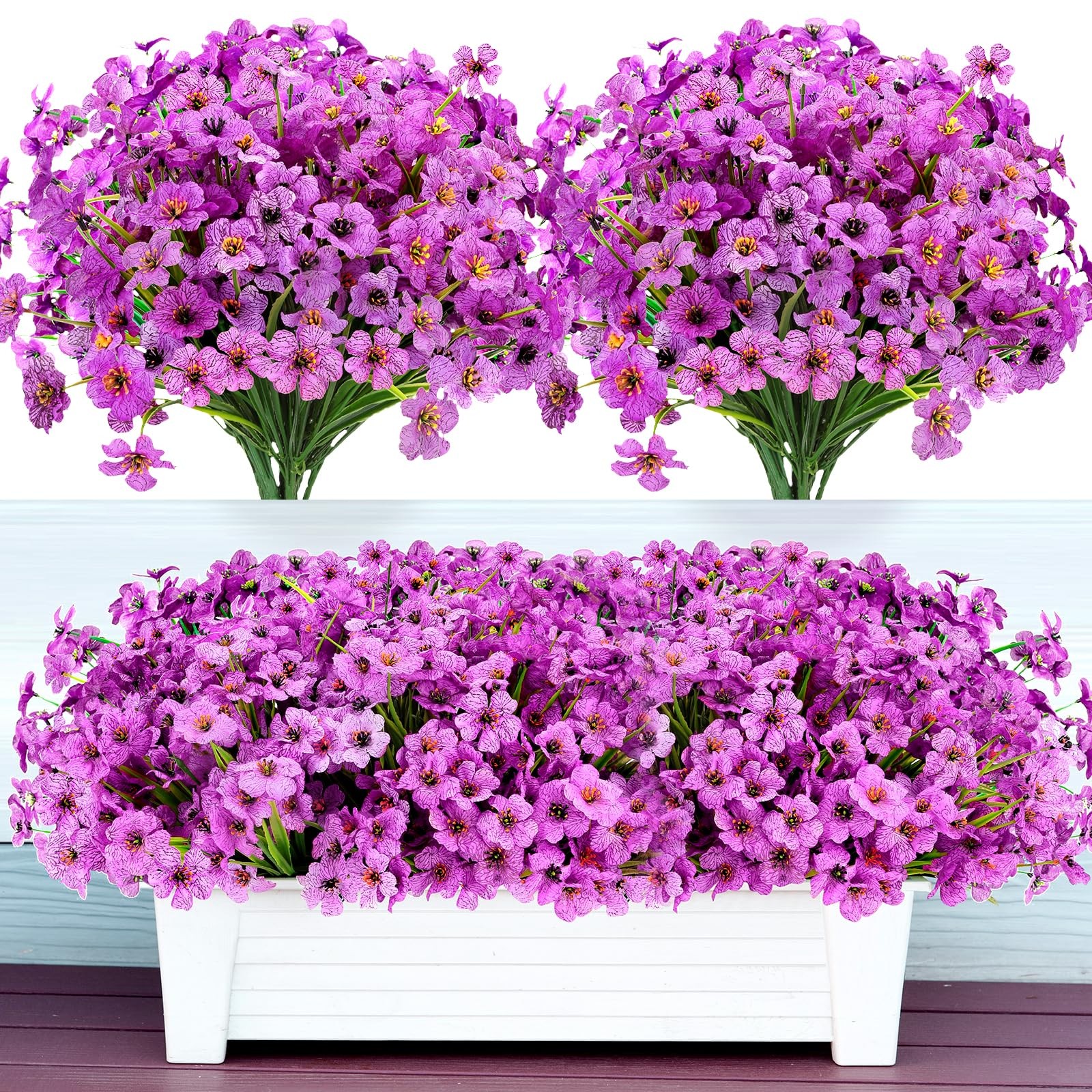 20 Bundles Artificial Flowers for Outdoors Decorations, Fake Flowers Faux Pla…