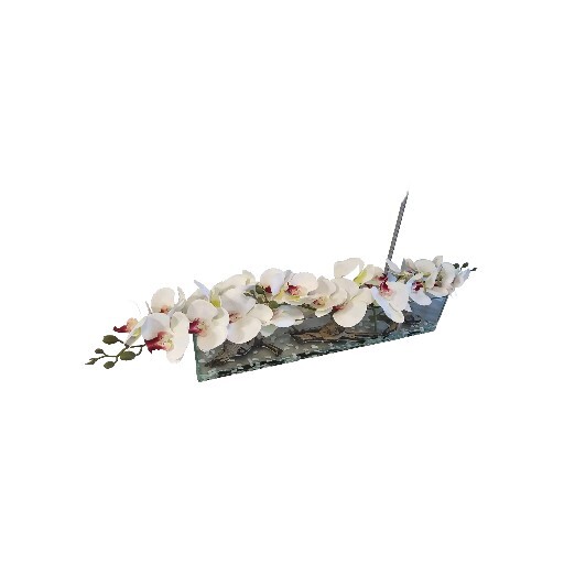 Floral Arrangement, Casa Moderna Glass Plate  W/ Faux White Orchids & Succulents