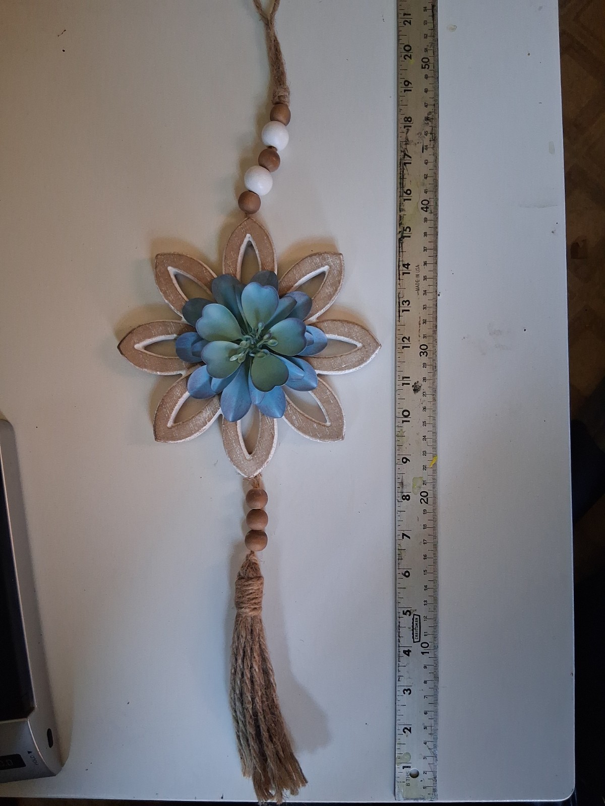 Gorgeous BOHO wall Decor Hanging Flower Blue Center Lotus Flower