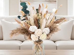 Faux Arrangement – Eucalyptus & White Hydrangea Flowers, Large Artificial Floral