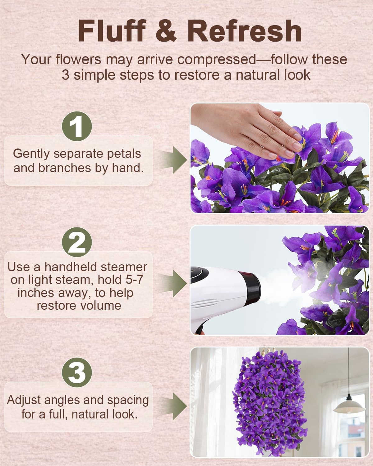 Artificial Flowers for Outdoors â€“ 2 Bundles of UV-Resistant Artificial Bou