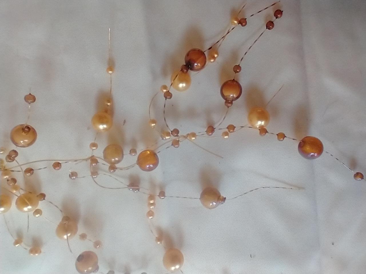 NEW 5′ SULLIVANS TAN PEARL BEAD GARLAND~FRINGE~WEDDING~CRAFTS~PLASTIC ENAMELED
