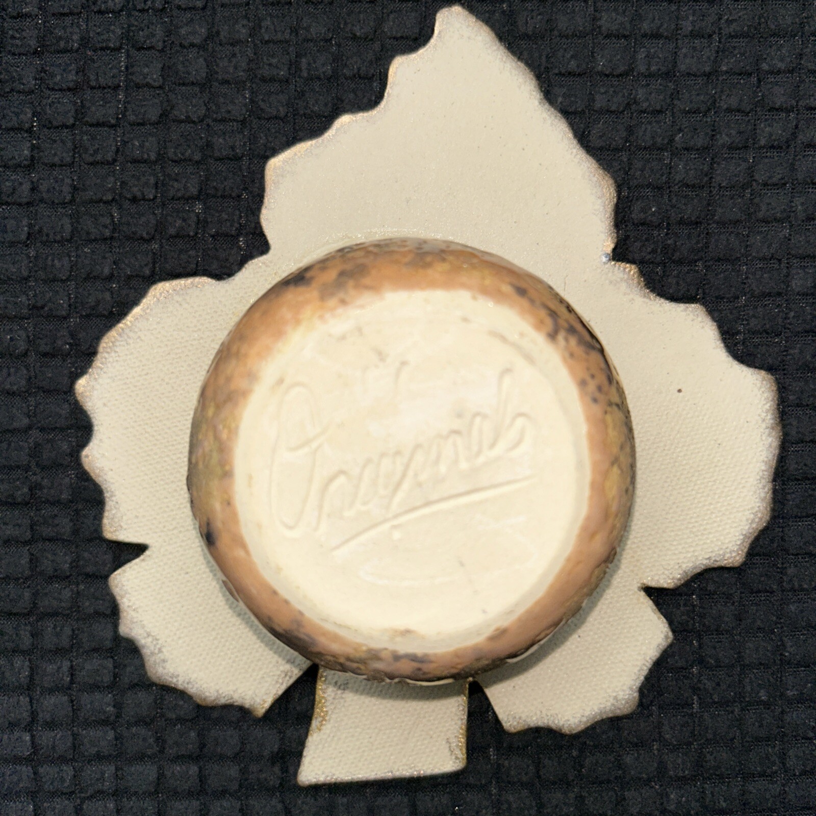 Maple Leaf Ceramic And Gold Leaf Flower Frog
