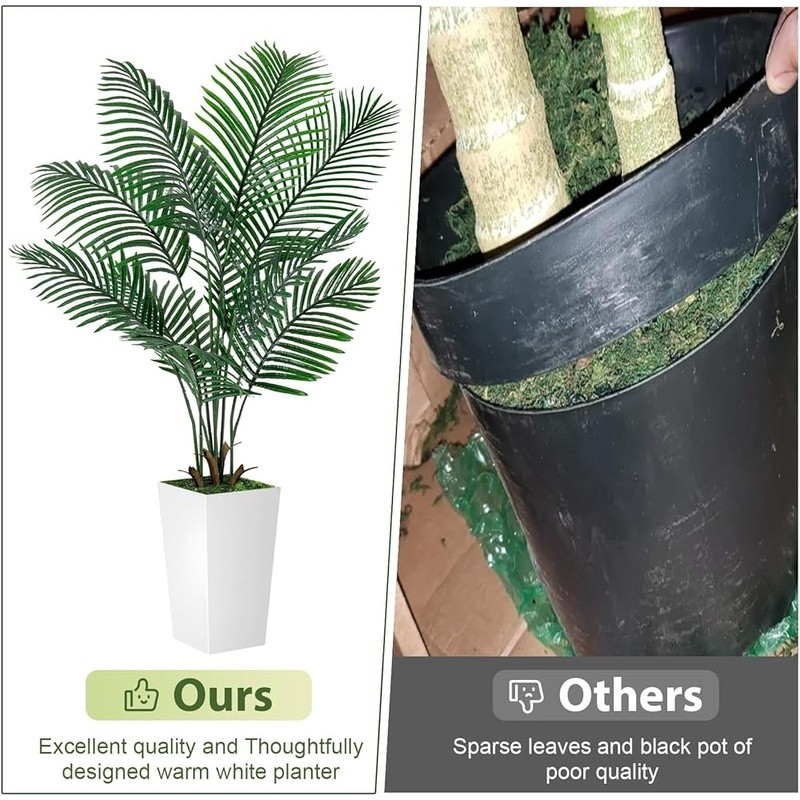 Realistic Artificial Palm Tree in Removable Square Planter Indoor Home Decor New