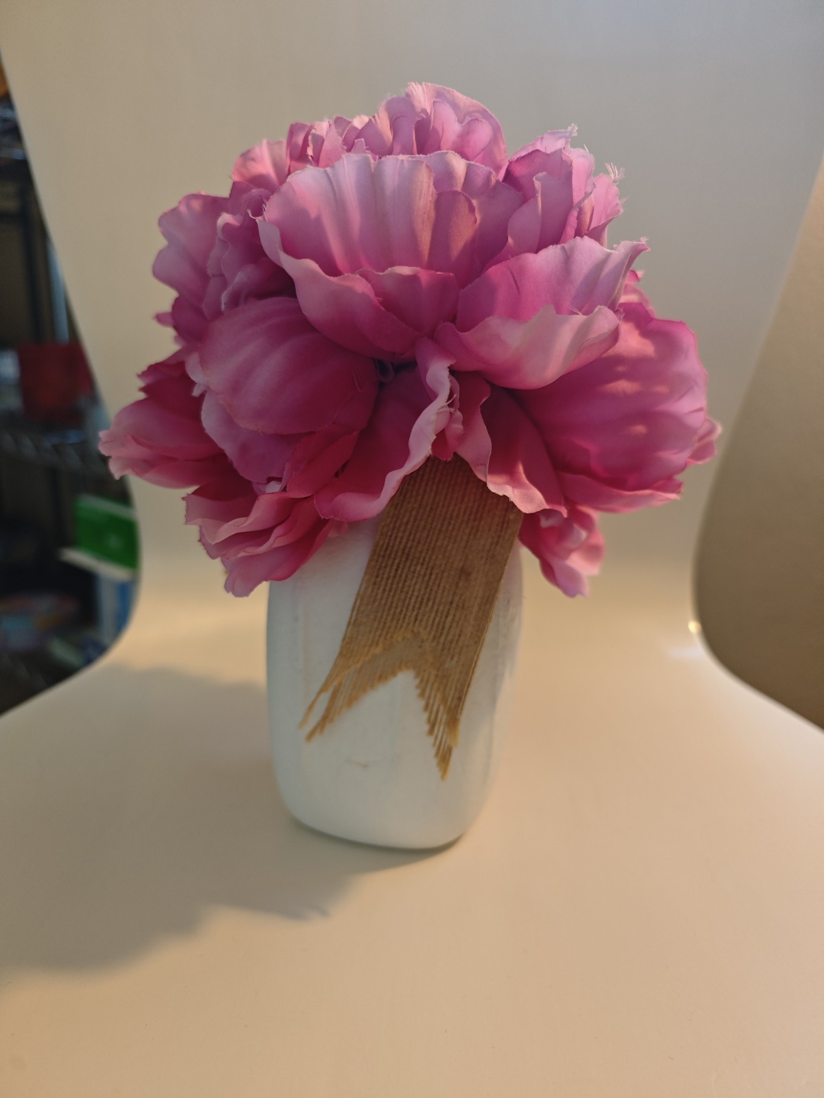 Cute Pink Floral Arrangement in White Vase – Perfect Home Decor