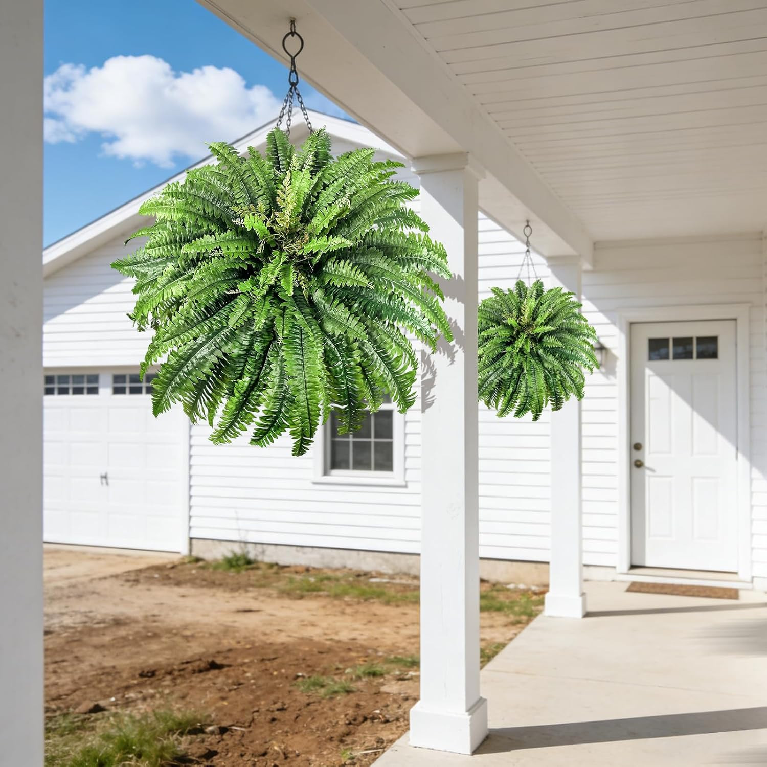 Artificial Ferns for Outdoors Large, 98 Fronds Fake Fern with Budlets, Realistic