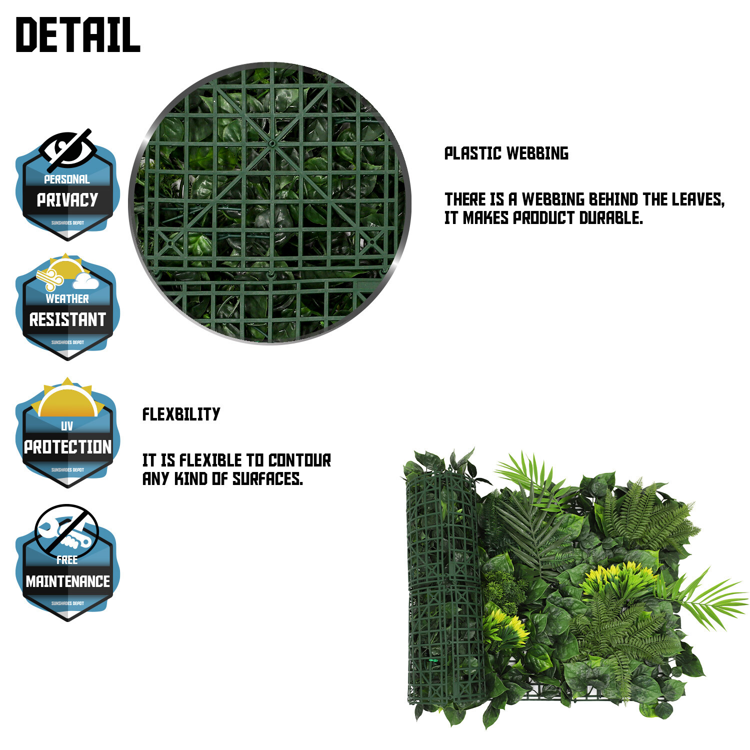 40″ Artificial Faux 3D Mix Leaves Wall Panel Fence Screen Home Outdoor Decor #08
