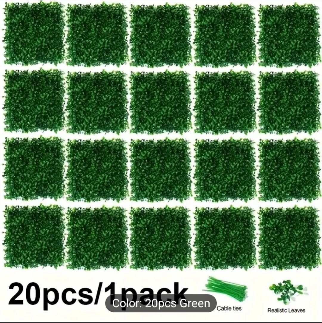 20pcs Artificial Plant Wall with Nylon Belt, Artificial Lawn for Home