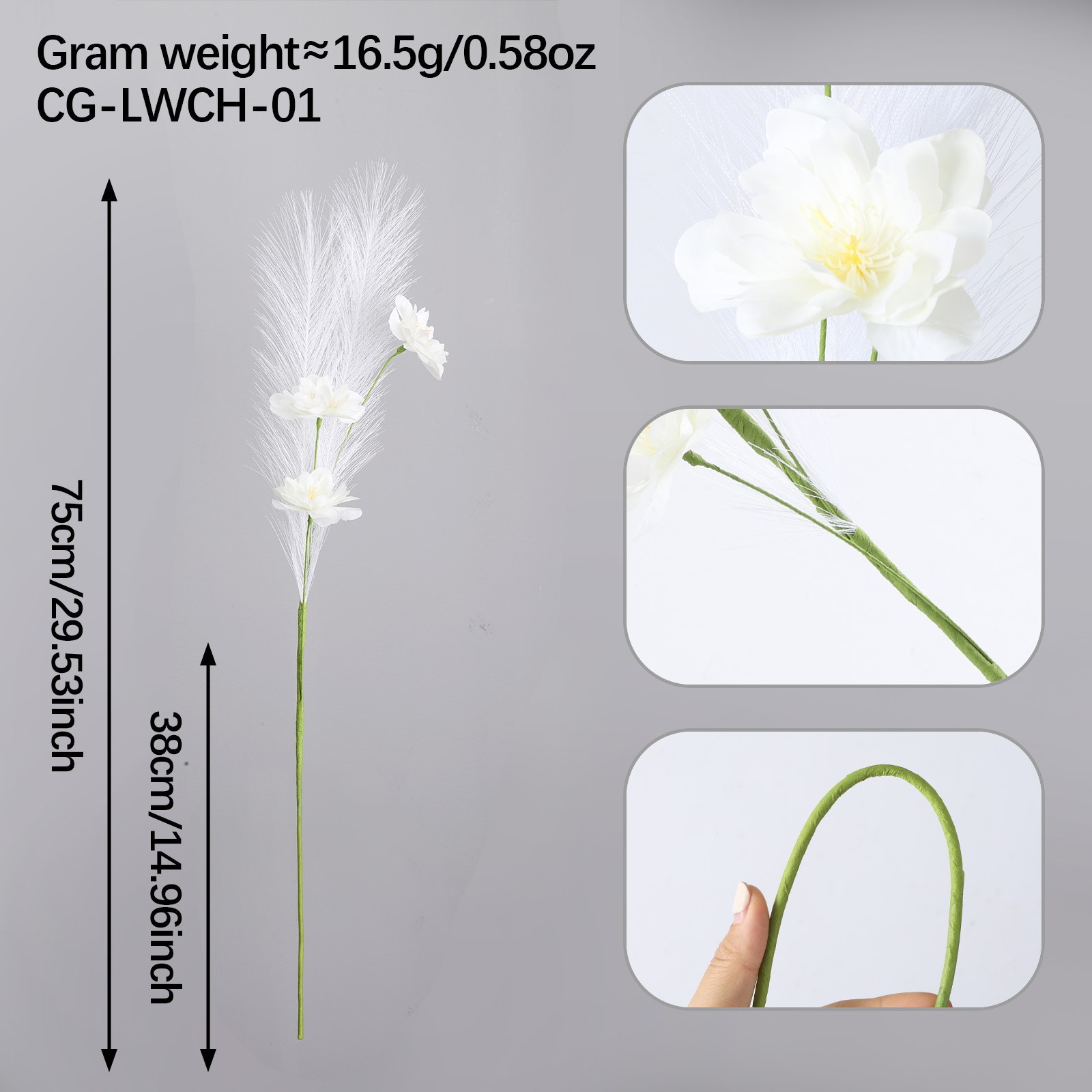 Purple Pampas Grass Branch Artificial Silk Reed Flower 75 cm for Wedding Decor