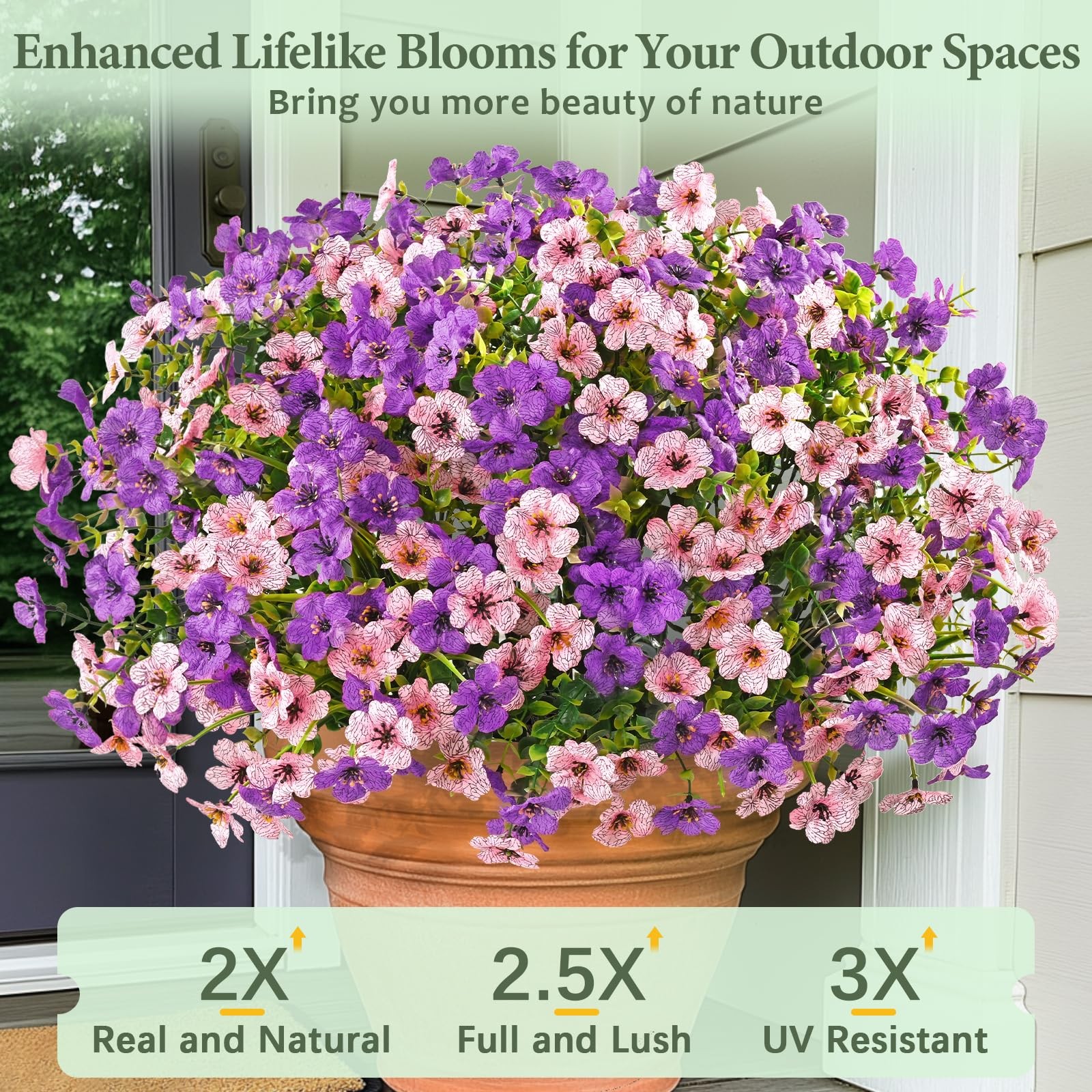 12 Bundles Fuchsia+Pink Artificial Flowers for Outdoors Plants for Garden Porch