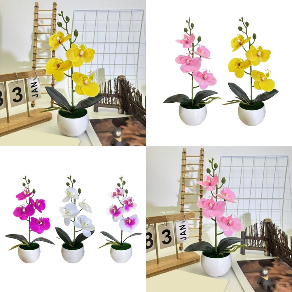 Four Flower Butterfly Orchid Bonsai Simulation Plastic Artificial Plant