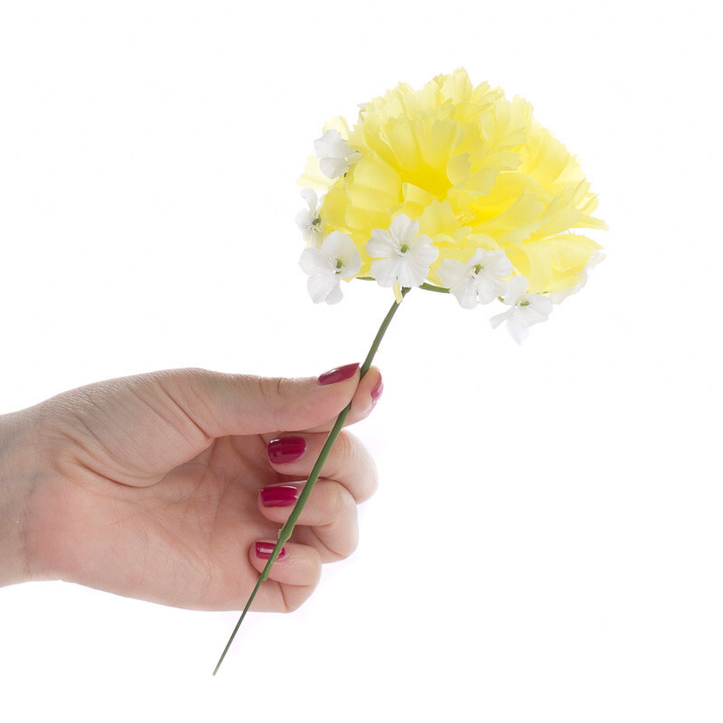 12 Factory Direct Craft Sunny Yellow Polyester Carnation Stems