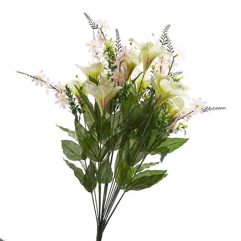 Cream and Green Artificial Lily and Daisy 23″ Floral Bush