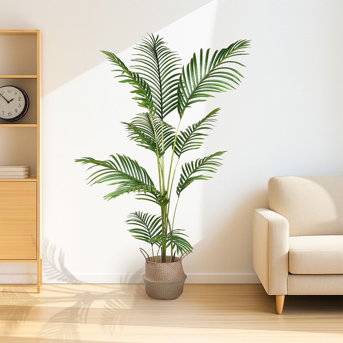 Artificial Palm Tree with Pot, Faux Areca Palm Plant with Real Touch Leaves