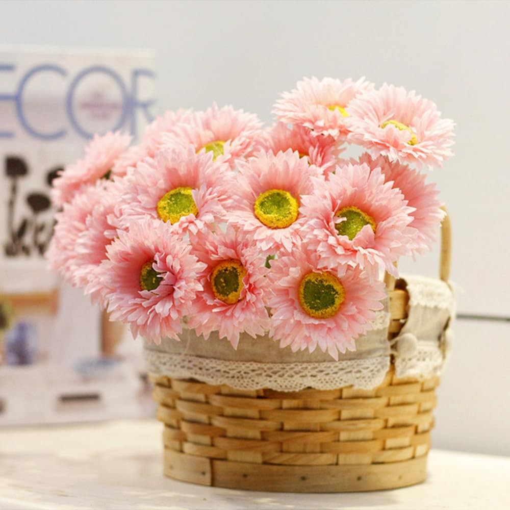 Pink Artificial Daisies Flower Faux Bouquet Silk Event Decor 7.8″ 20 PCS