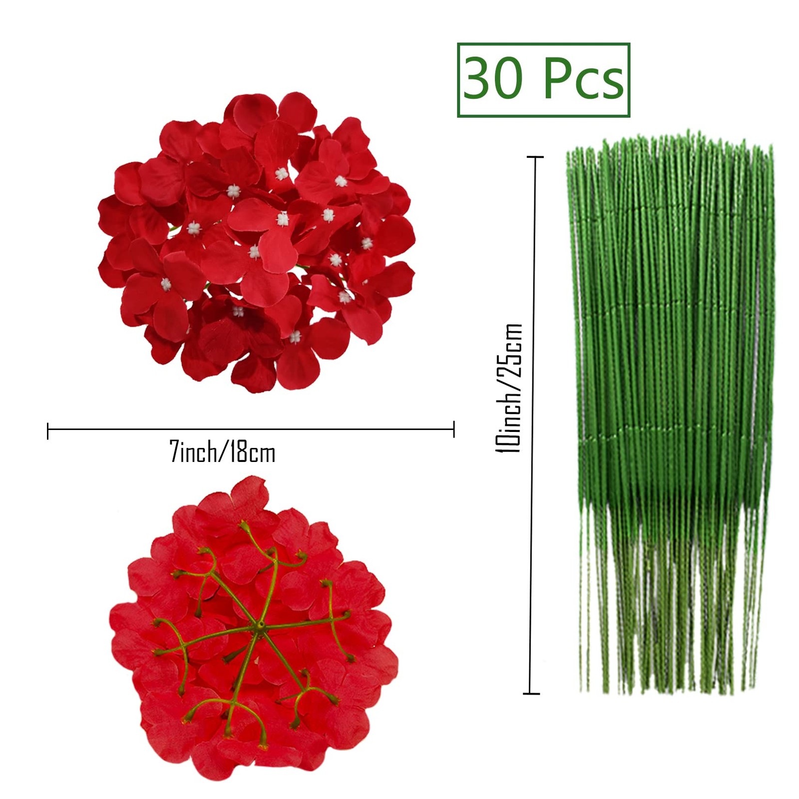 30 Pcs Silk Hydrangea Heads Artificial Flowers Heads and Stems Fake Hydrangea…