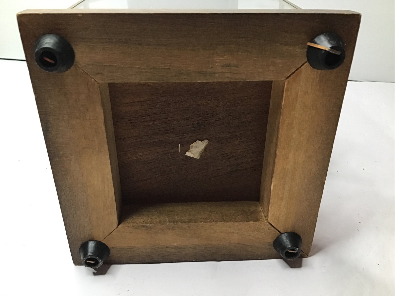 Display Case w Tea Lite Holder Pink Silk Flowers Wood and Brass Vintage