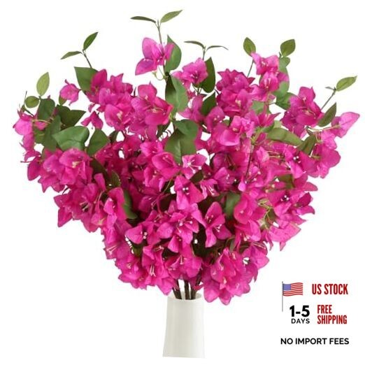 12PCS Bougainvillea Artificial Flowers 31.50″ Long Stem Fake Silk Deep Pink