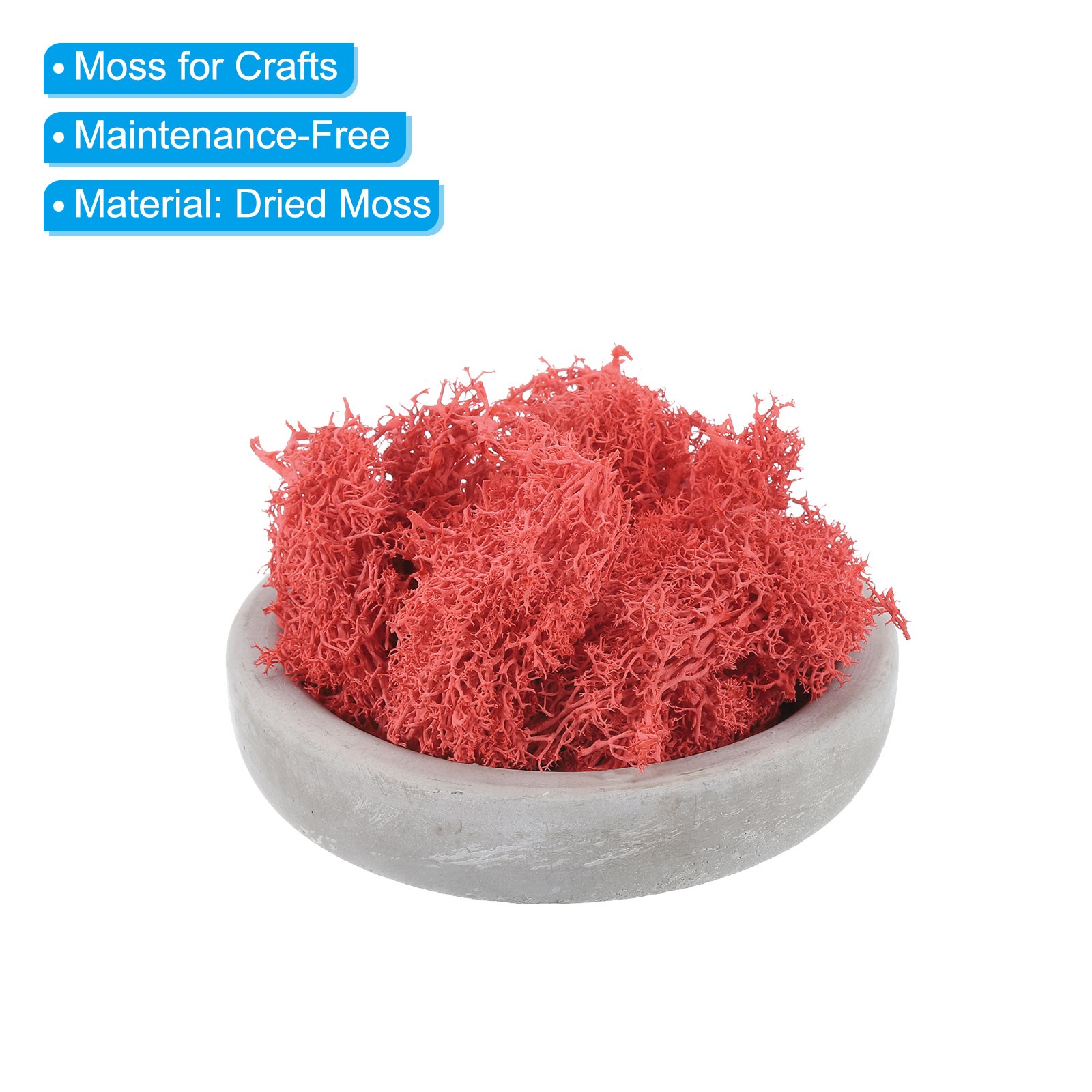 7 OZ Fake Moss, Preserved Decorative Moss with Box for Potted Plants, Red