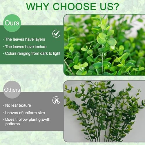 24 Bundles Faux Eucalyptus & Boxwood Plants – Artificial Greenery for Outdoor De