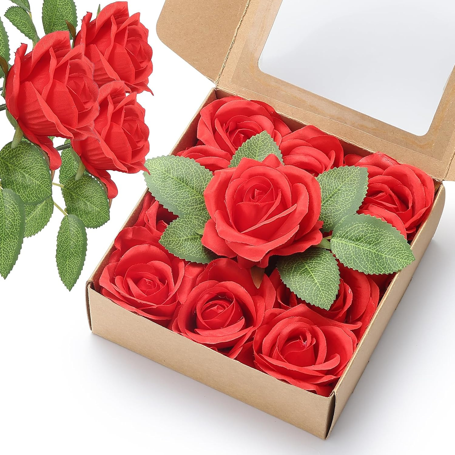 Artificial Flowers 24 Item Artificial Silk Flowers with Stems Realistic Roses…