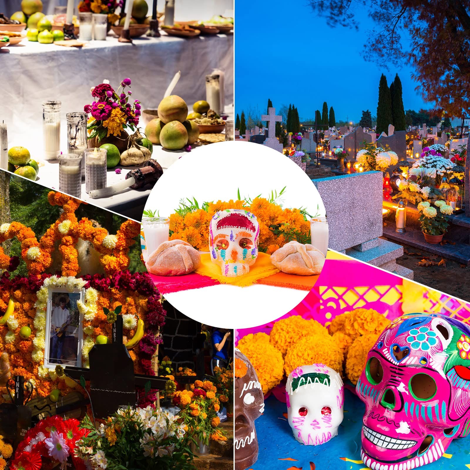 60 Artificial Marigold Flowers with Stem 20 Monarch Butterfly Day of The Dead…