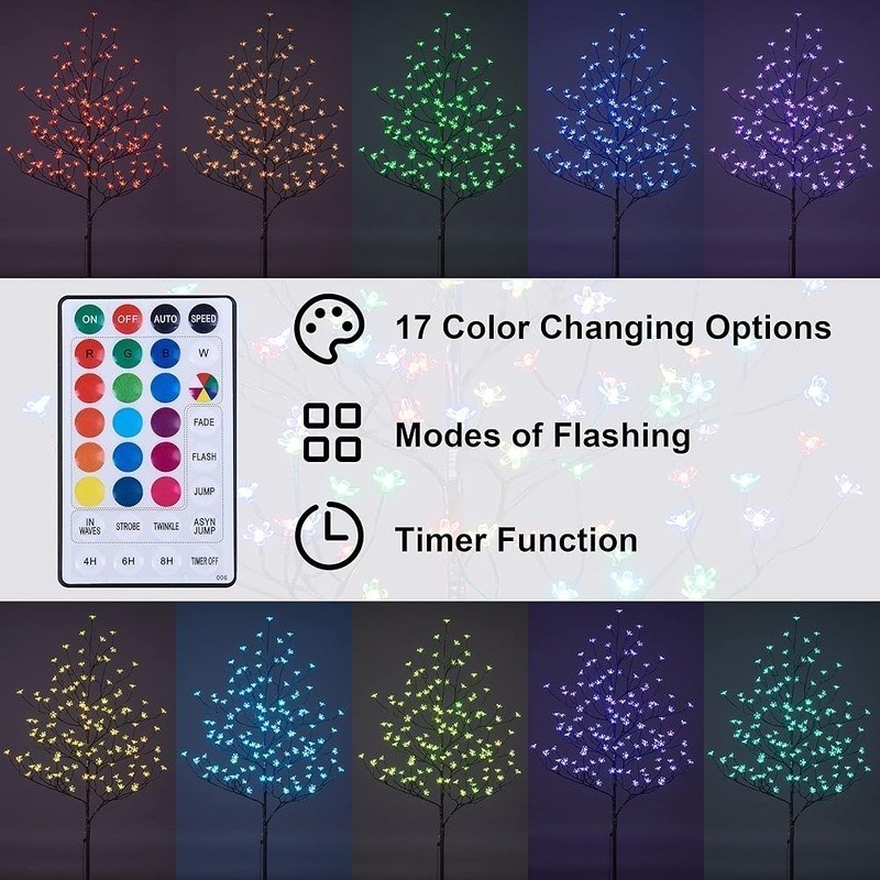 5ft Cherry Blossom Lighted Tree Color Changing Decor Indoor Outdoor Party New