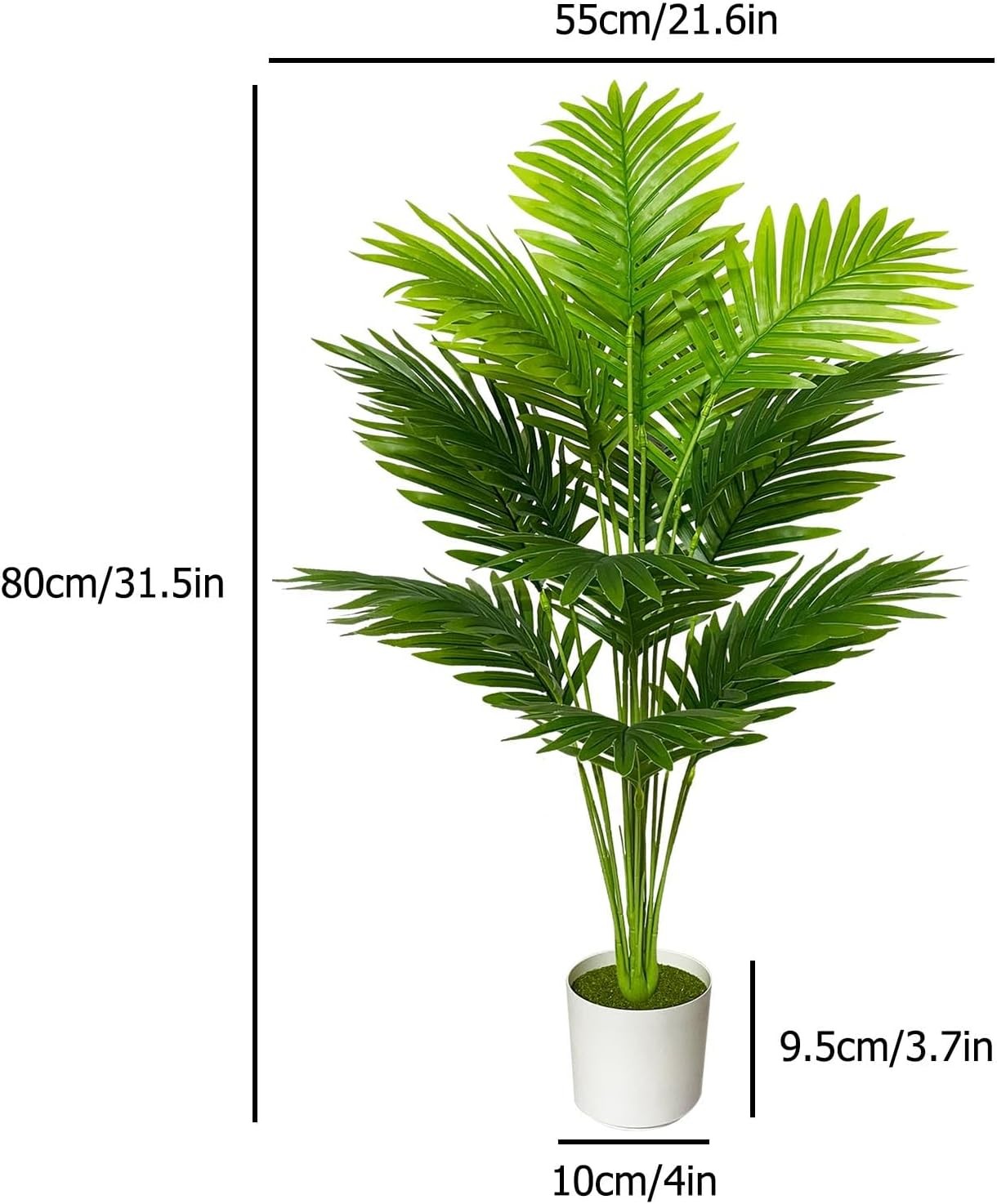 Artificial Areca Palm Plant Fake Tropical Tree Faux Plants in Pot for Indoor