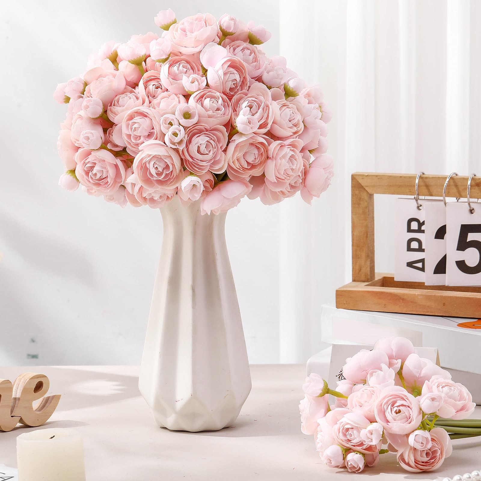 48 Pcs Ranunculus Artificial Flower,Real to Lifelike Peonies Artificial Flowe…