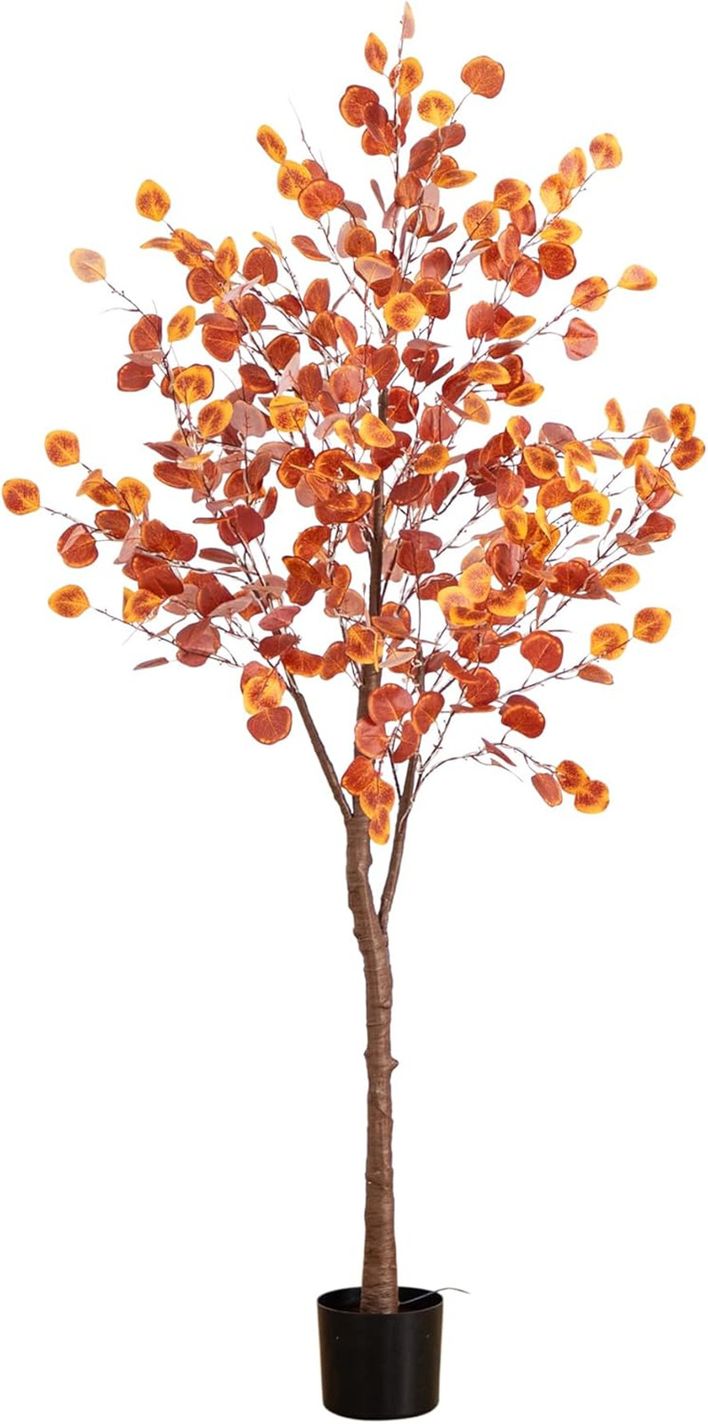 6FT Pre-Lit Faux Eucalyptus Tree with 300 LED Lights for Fall Décor