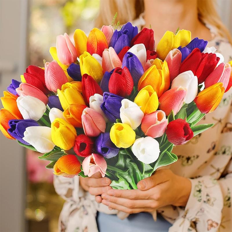 5/10PCS Real Touch Artificial Tulips 33cm Fake Flowers Wedding Home Decors