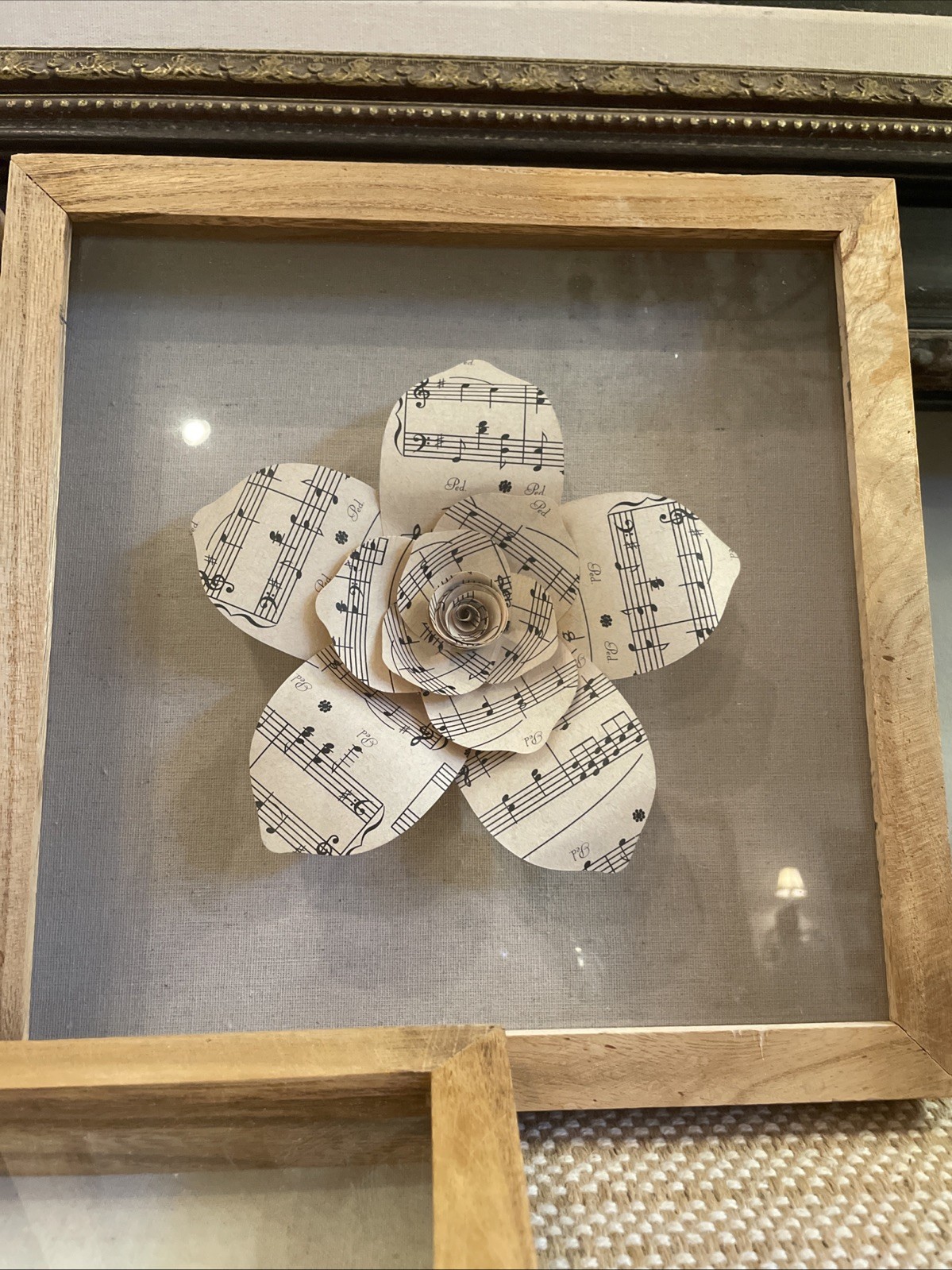 Set Of 3- Paper flowers in shadow boxes