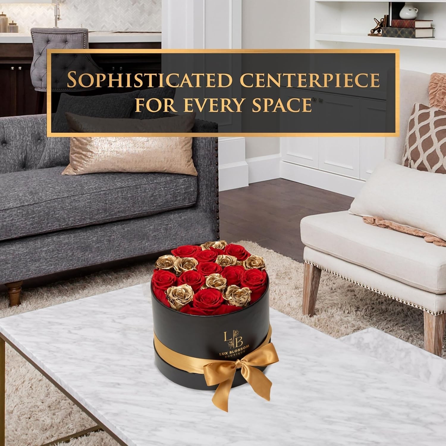 Luxury Red & Gold Roses Gifts for Women Black Box
